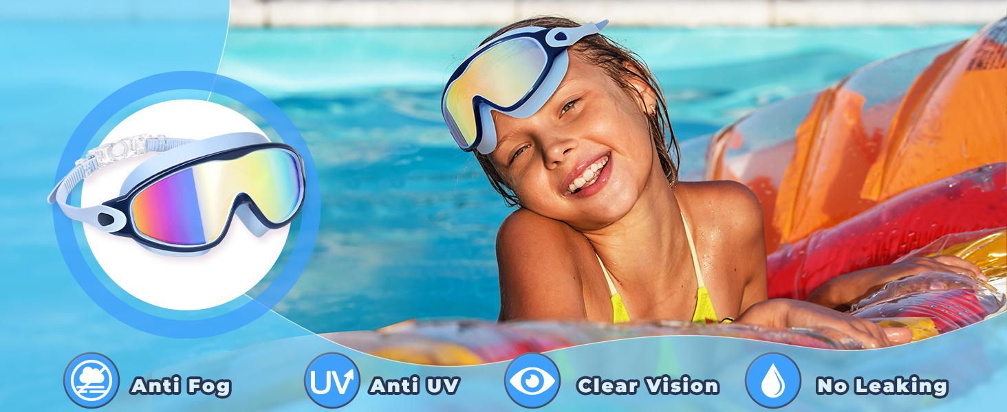 [Angebote für dich] MARISUN 2er-Set Kinder-Schwimmbrillen für 3-15+ Jahre, UV-Schutz, Antibeschlag, hochauflösend, wasserdicht, verstellbar für Jungen und Mädchen – Sichere UV-Schutz-Schwimmbrille, beschlagfrei, mit Ohrstöpseln & Nasenklemme, für See, Strand, Sommerparty