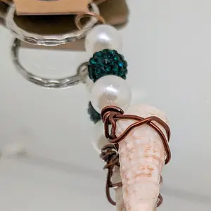 Handmade Florida Shell  One-of-a-Kind Local  Sparkly Beaded Coastal keychain accessory