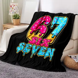 six seven Soft Flannel Blanket for Sofa Bed, 67 Ice Cream Drip Sports Warm and Comfortable Nap Blanket, Lightweight Travel Camping Cover, Home Office Chair Bed Throw