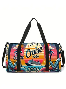Holiday Pattern Print Large-Capacity Travel Duffel Bag, Portable Handheld Storage Bag, Traveling Bag, Travel Luggage, Travel Essentials
