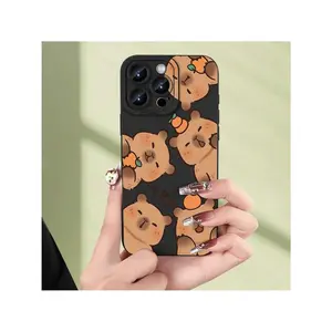 Fun Fashion Creative Simple Animal Capybara Pattern Phone Case, Thick Full Body Protection, Shockproof And Drop-Proof TPU Soft Protective Case,  16Iphone 15 14 13 12 11 XS XR X 7 8 Mini Plus Pro Max S