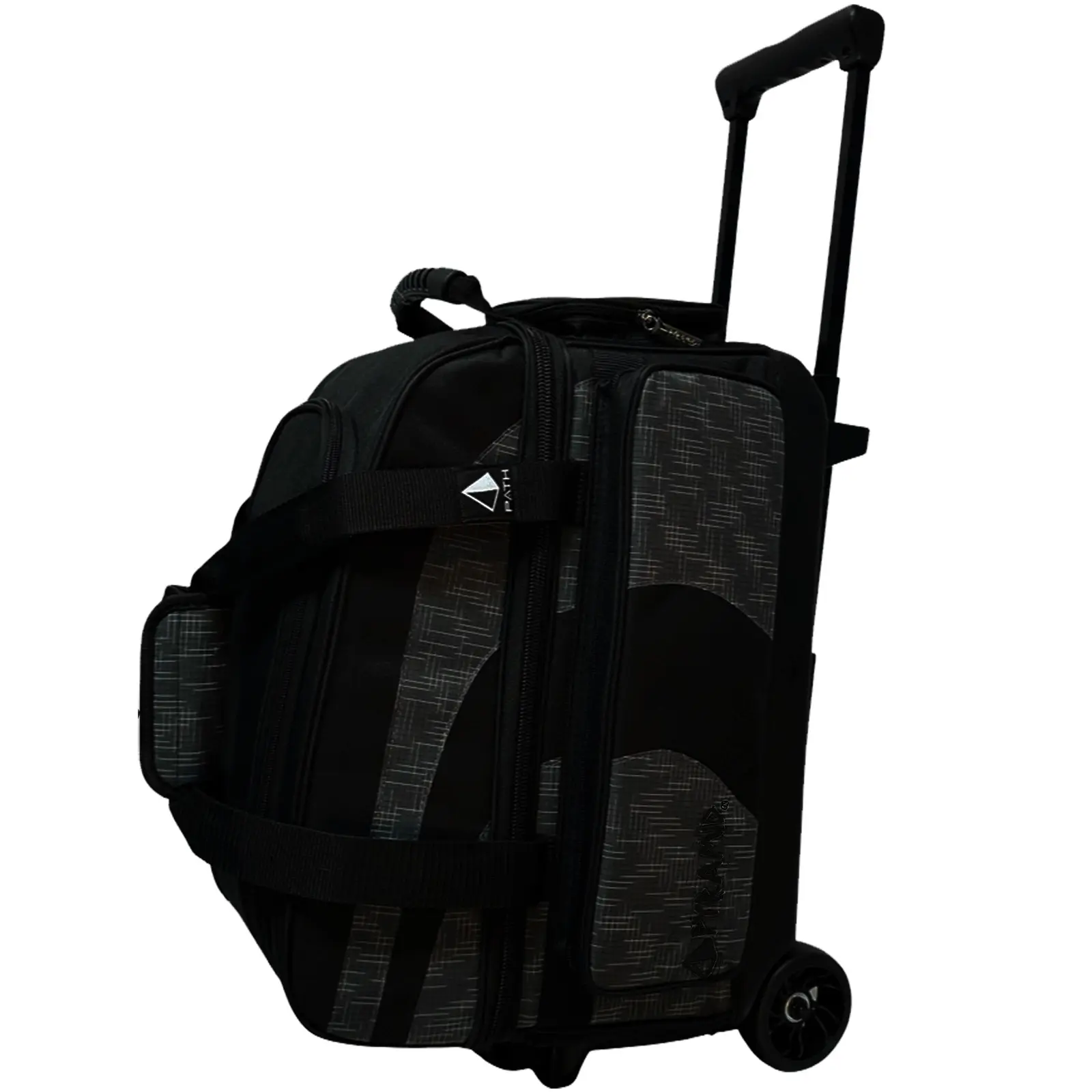 Pyramid Path Pro Deluxe Double Roller Bowling Bag, Black/Circuit Black, Standard-Size Wheels, Wheel Size