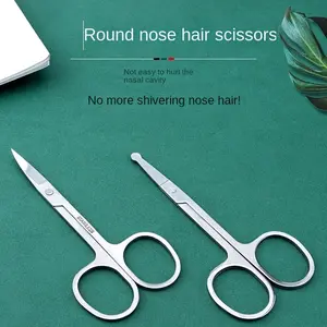 1/2-piece professional stainless steel round nose trimmer - men's and women's precision eyebrow trimmer, ergonomically designed for safe and easy facial grooming, durable and sharp blades for clean trimming