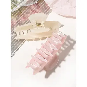 2pcs/Set Minimalist Elegant Vintage Half Circle Hair Claw, Warm Beige And Pink Marble Pattern, Sweet For Tea Party Decoration Claw Clips Hair Clips Hair Jaw Clip Hair Clamps Hair Clutch Hair Catcher Clip, School Stuff, College Fall Winter Hair Accessories