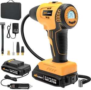 Nilight Cordless Tire Inflator Air Compressor Dual Power Supply 20V Rechargeable Battery Powered 150PSI Handheld Air Portable Pump with 12V Adapter Digital Pressure Gauge for Cars Motorcycles
