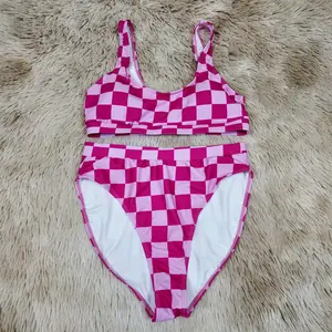Gingham Two Pieces Bikini women summer swimwear
