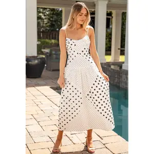 Dotted Darling White Maxi Dress