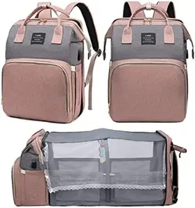 Diaper Bag with Changing Station for Baby Girl Boy Multi-Function Travel Portable Bassinet Backpack Mommy Bag Large Capacity Water Resistant Stylish Unisex