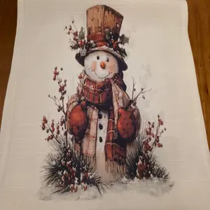 Snowman Linen 6ft Table Runner with Festive Winter Design and Cozy Snowman Illustration for Seasonal Decor Let It Snow Saying Ideal for Snowman Collectors