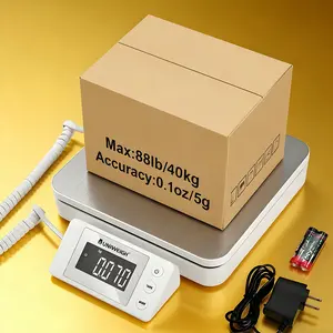40kg/88lbs*0.1oz Shipping Scale with Ac Adapter Highly Accurate Postal ScaleSmall-sized Transport Scale with Hold/Tare/Split display LCD Display, Digital Postage Scale for Packages/Luggage/pet