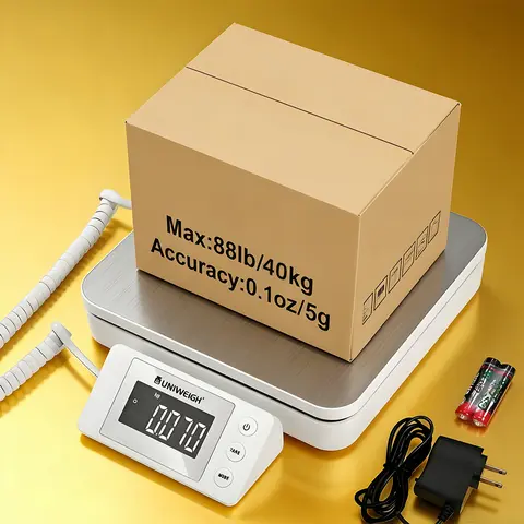 40kg/88lbs*0.1oz Shipping Scale with Ac Adapter Highly Accurate Postal ScaleSmall-sized Transport Scale with Hold/Tare/Split display LCD Display, Digital Postage Scale for Packages/Luggage/pet