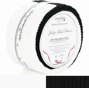 Craftido 100% Cotton Jelly Roll Fabric 40 Strips 2.5" x 44" Precut for Quilting Sewing Crafting Home Decor 20 White 20 Black, TikTokShopDealsforYouDays, fathersdaygiftideas