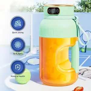 Portable USB Rechargeable Juicer Blender 40.58oz Compact Design Dual Lids Silicone Straw Type-C Cable Eco-Friendly for Fresh Juice Smoothies Shakes Travel Home Office Use Quick Juicing 10 Blades Material Health Supplier Warranty