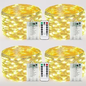 1-Pack Battery Operated Fairy Lights with Timer, 16FT 50 LED Waterproof String Lights, Warm White Cuttable Starry Lights for Indoor & Outdoor Christmas, Bedroom, Wedding and DIY Centerpiece Decor