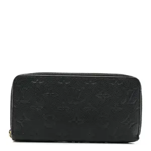 Pre-owned Louis Vuitton Monogram Empreinte Leather Small Leather Goods Empreinte Zippy Wallet Black