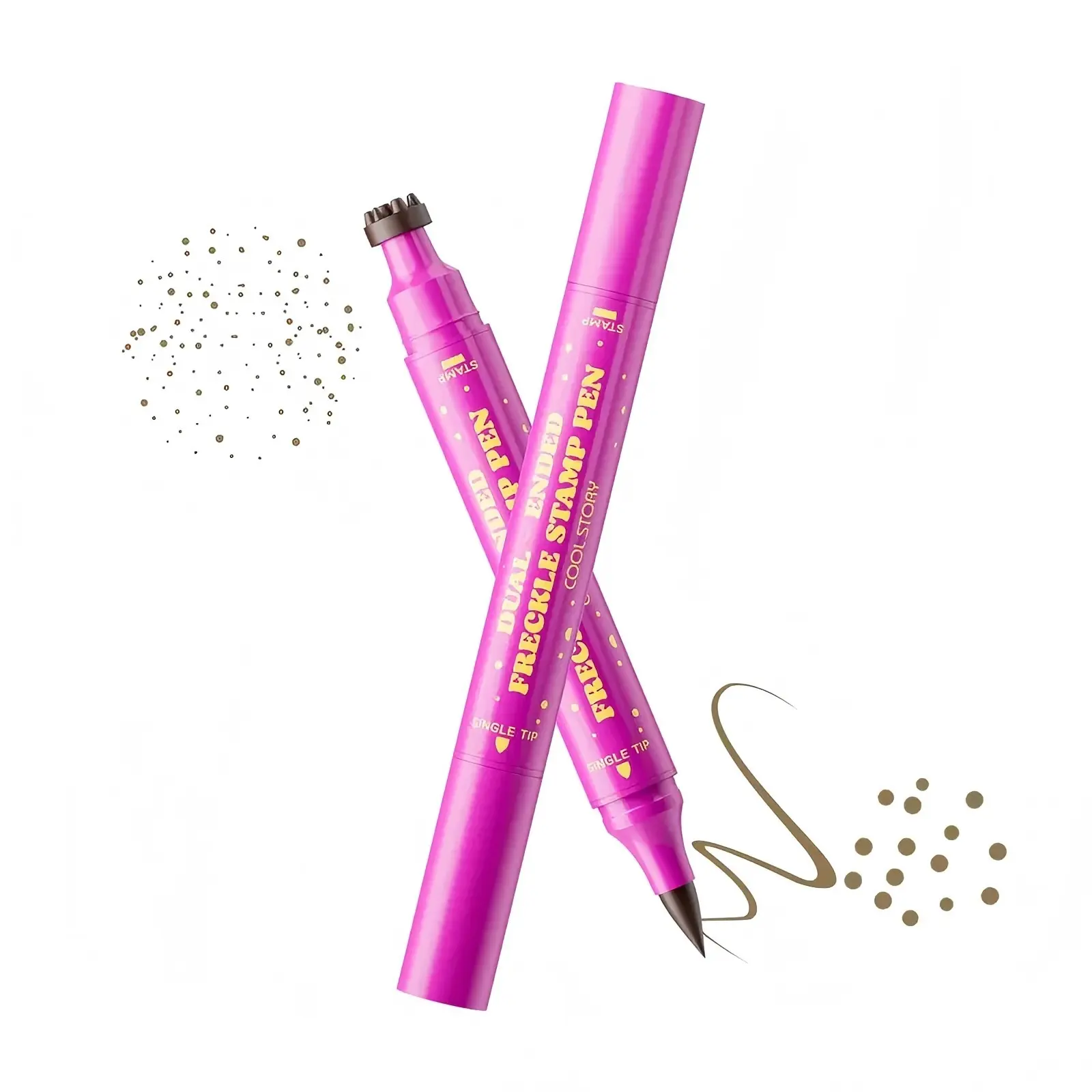 Dual Ended Faux Freckle Makeup Pen, Waterproof Long Lasting Fake Freckle Stamp, Natural Sun Spot Dot Pen for Daily Makeup, Beginners Easy to Use