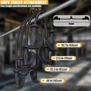 27, 32, 40 & 47 Inch Extra Long Tricep Rope Cable Attachments - Ergonomic LAT Pulldown Bar for Gym Cable Machine - Universal TPU Triceps Workout Cable Accessories for Home Gym and Fitness Enthusiasts