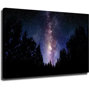 Milky Way Galaxy Canvas Art, Space Photography Wall Decor, Astronomy Night Sky Poster, HD Cosmic Print, Modern Celestial Mural, Sci-Fi Bedroom Decor