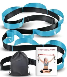 Stretching Strap with Loops for Physical Therapy, Yoga Strap for Stretching, Hamstring Stretch Strap, Pilates Flexibility Band, Non Elastic Exercise Stretch Band, Leg Stretcher Strap, Mobility Training Strap, Calf & Back Stretch Belt, Home Workout