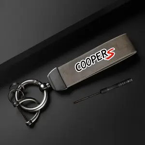 Car Keychain, PU Leather Car Keychain, Simple Design Car Keychain for BMW Mini Cooper R50 R53 R55 R56 R60 R61 F54 F55 F56 F60, Minimalist Design Keychain