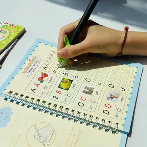 FaddishDeal Calligraphy Practice Set with Pen Reusable Alphanumeric Tracing Workbook Grooved Guidelines for Handwriting Skill Durable Thick Paper Magic Ink Pen Compatible Ideal School Educational Supply for Effective Learning