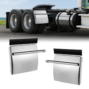 VEVOR Stainless Steel Quarter Fenders for Semi Trucks, 24" x 24" Semi Truck Fenders with Tube Bracket and Mounting Hardware, 1 Pair Right & Left Quarter Fender Set, Fit for Freightliner, Peterbilt
