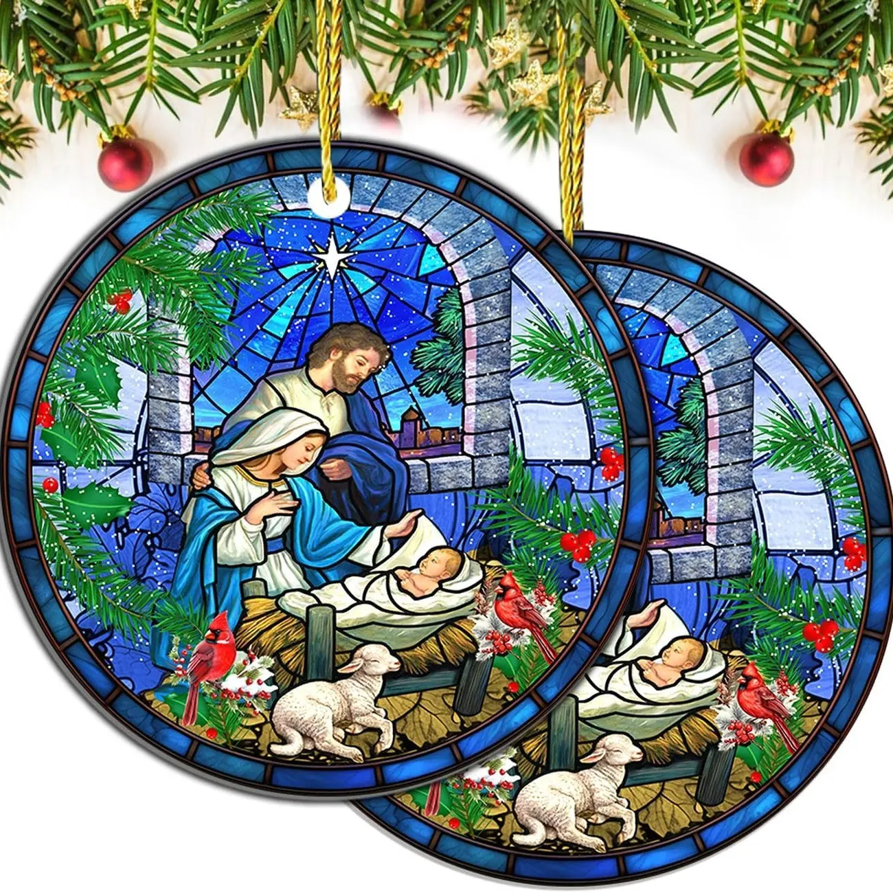 Christian Christmas Ornaments, Ornaments Nativity Christian Jesus for Christmas Tree, Jesus Ornaments, Christmas Tree Decoration Acrylic Ornament