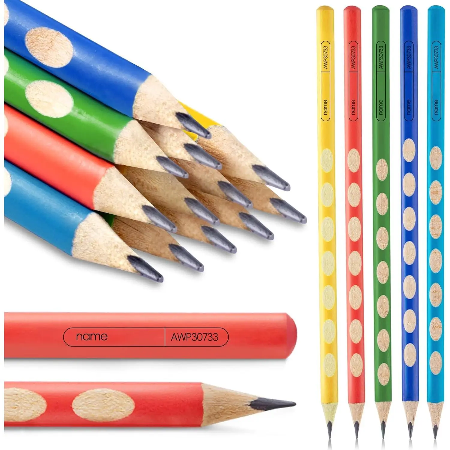 12 count Triangular Hole Pencils for  with Grip Correction 2B Pencils, Pre-sharpened Colored Barrel Graphite  Pencils, Smooth Writing, Suitable for School, Office, Drawing, Sketching