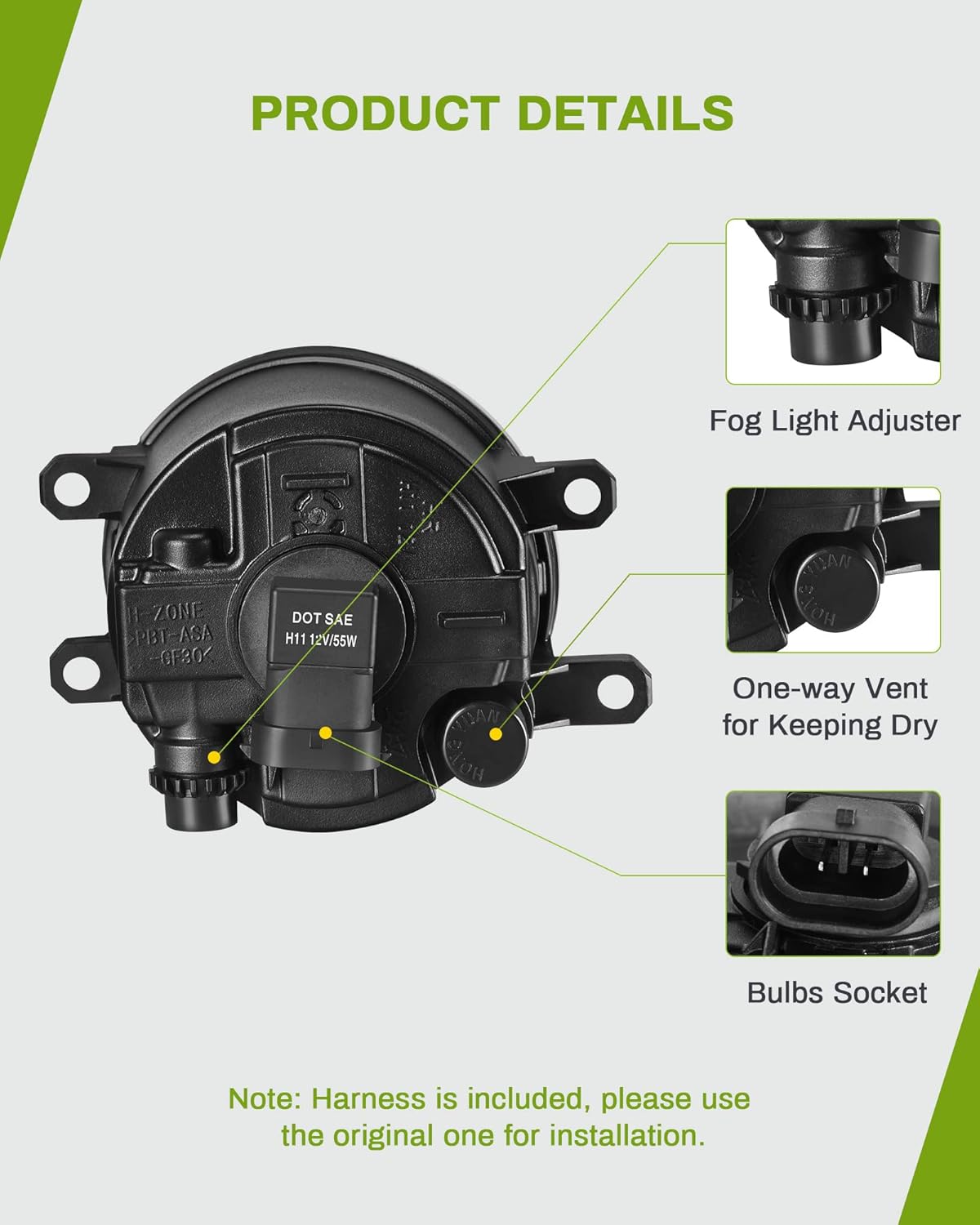YITAMOTOR Fog Lights Compatible with 2011-2017 Sienna (Not Fit SE Models) Fog Lamps with H11 12V 55W Bulbs & Wiring Harness Clear Lens