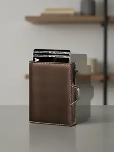 Men's Ultra-Thin Wallet Rfid Anti-Theft Design, Rfid Card Slots, Smart Pop-Out Card Holder, Business Simple Style Daily Use, Ideal Gift for Men