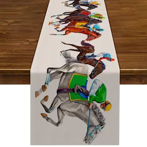 Kentucky Table Runner 2026 Horse Racing Party Decor, Rustic Farmhouse Style, Home Dining Kitchen Table Decoration, Country Theme