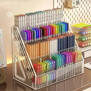 1PC Pen Holder Storage Rack, Large Capacity Acrylic Organizer, Brush Compartment Storage Box, Suitable for Brushes, Pencils, Markers, Home, Office, School, Durable Design, Essential for Office Supplies, Stationary Organizer Holder