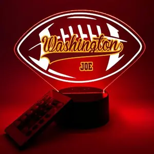 Washington Football, UV Printed, Personalized, Multi-Color Light Up Acrylic Display, Desk, Den, Man cave, Room, Gift Décor, For Boyfriend, Girlfriend, Him, Her, Kid Friendly, Birthday, Anniversary, Christmas, Wedding, Favorite