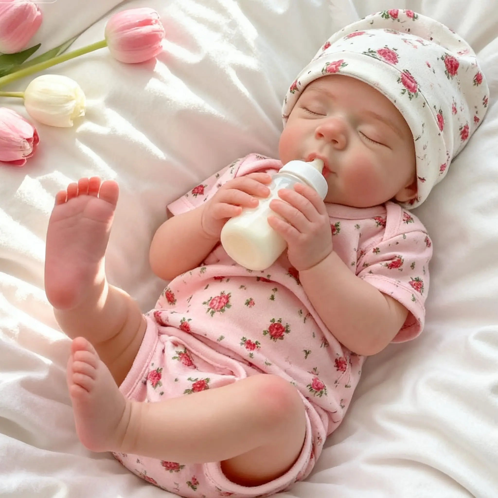 18 Inch Open Mouth Reborn Baby Girl, Anatomically Correct Realistic Newborn Doll, Soft Touch Collectible Toy, Perfect for Birthday Party Gift & Home Decor