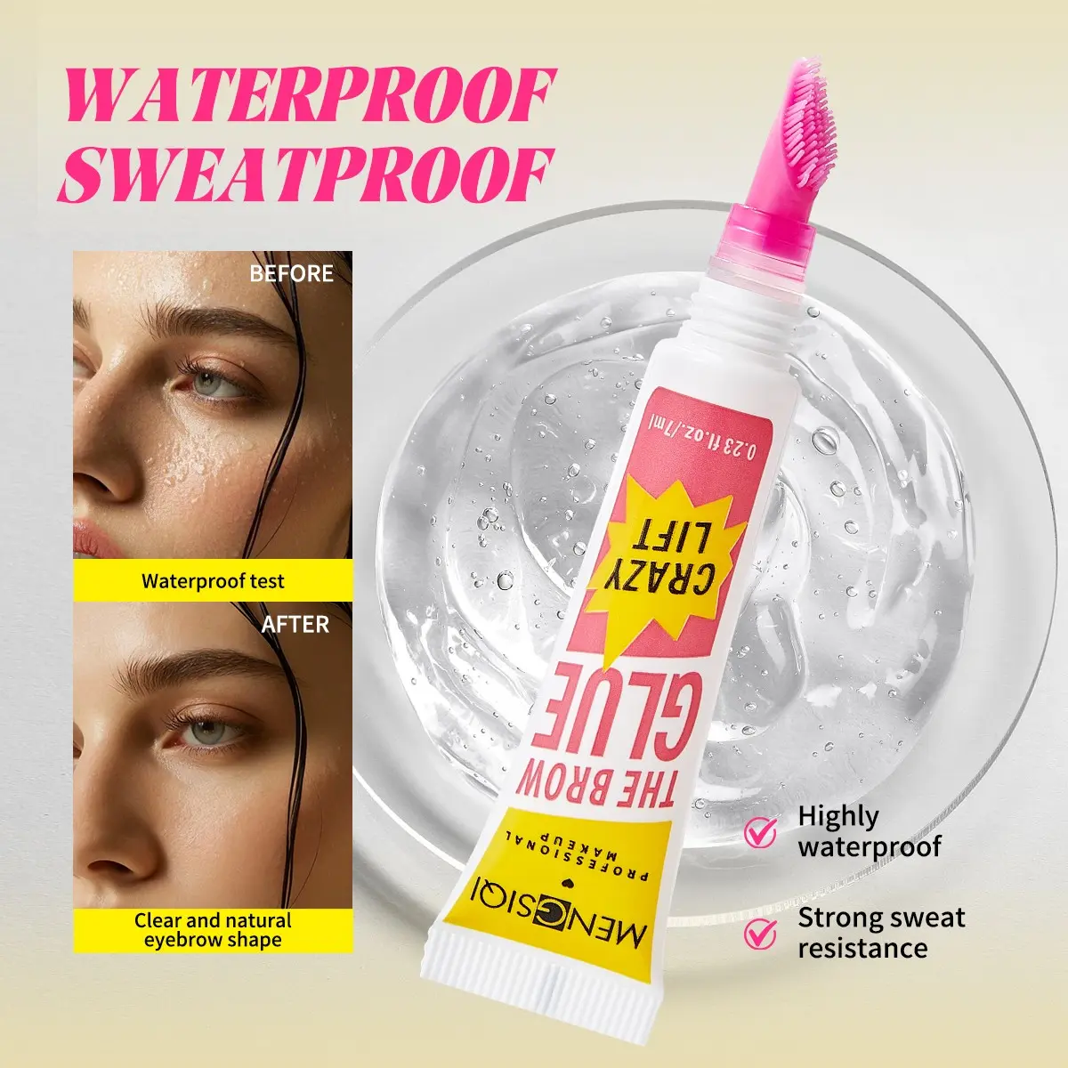 Wild Brow Gel, Sculpted Eyebrow Raincoat, Transparent Colorless Setting Glue, Root Separated, Eyebrow Styling Gel, Perfect for Defined Brows, Eyebrow Makeup Gel