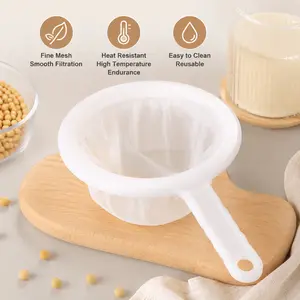 1 Count Handheld Fine Mesh Food Strainer, PP and Nylon Filter for Soy Milk, Juice, Tea and Various Liquid Filtering in Home Kitchen
