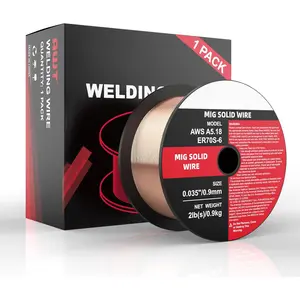 Solid MIG Welding Wire, ER70S-6 Gas Solid Carbon Steel Mig Wire with Low Splatter, .035" 2-Pound Spool Pack of 1