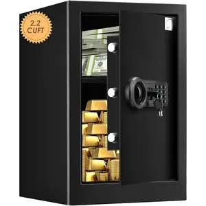 Safe Box 2.2 Cuft Fireproof  Home Safe, Keypad Large Lock Box Cabinet Safes, Solid Alloy Steel Office Hotel Home Safe, Black
