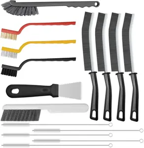 15 PCS Crevice Cleaning Brush Set, Hard Bristle Detail Cleaning Brushes for Grout, Bathroom, Kitchen, Window Tracks and Corners