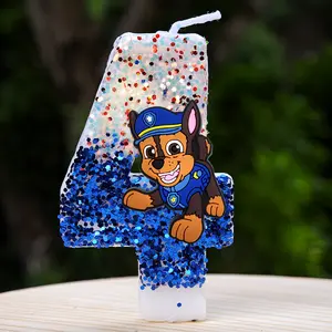 Paw Patrol Candle Number 0-9 Baby Birthday Cake Candle Decoration Paw Patrol Birthday Party Cake Topper Baby Shower Decor Gift Ornaments