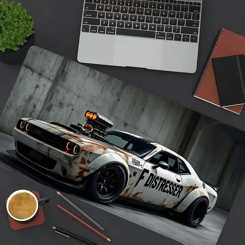 1pc Modified Dodge Challenger Large Gaming Mouse Pad, Rusted Muscle Car Extended Desk Mat,Office Desk Accessories Non-Slip Stitched Edge Computer Mat ,Rubber Base Laptop Keyboard Pad for Home Office & Gamer,Durable and Spill-Resistant,Ideal Gift, Mousepad