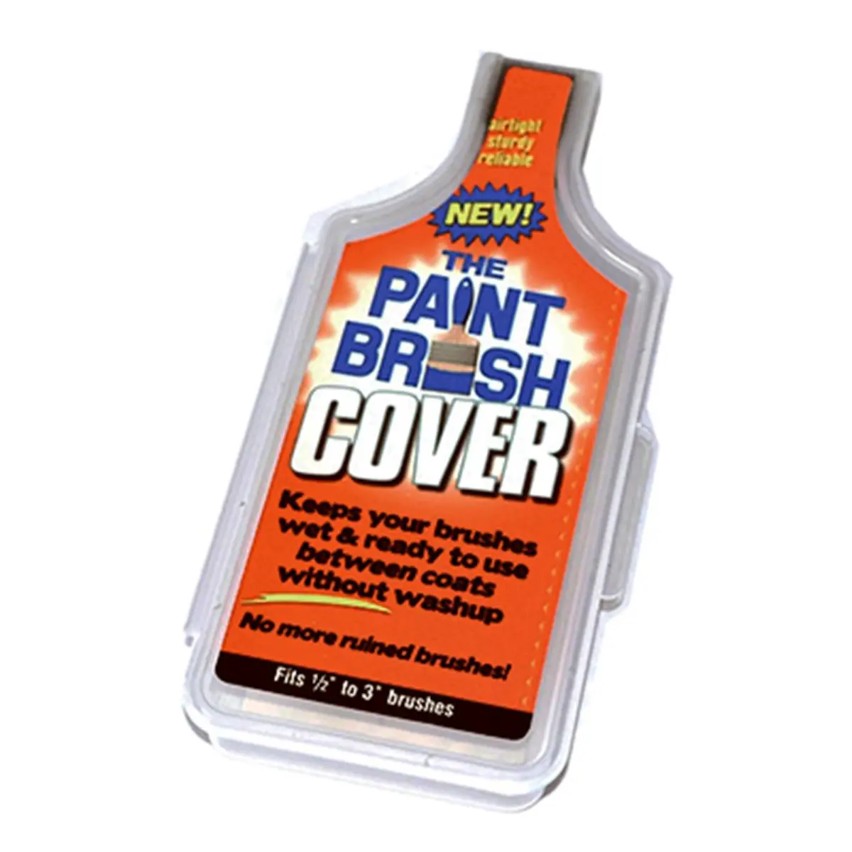 Likwid Concepts PBC001 Plastic Paint Brush Cover, Airtight Seal, Keeps Wet Brushes Fresh, Washable Reusable Home Improvement Paint Supply