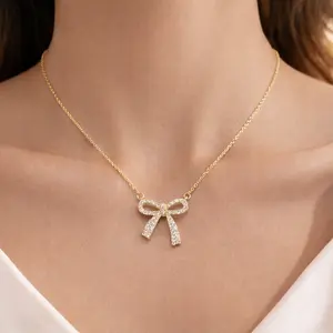 Bow Necklace Romantic Valentine's Day Gift for Wife Girlfriend Couple Eternal Love Symbolic Design