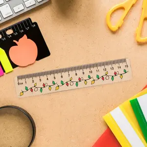 10PCS Christmas Theme Plastic Rulers 15cm, Side Features a Serrated Structure, Transparent, Easy to Read Design, Office Supplies, Precision Measuring, Sleek Appearance, Clear Printing