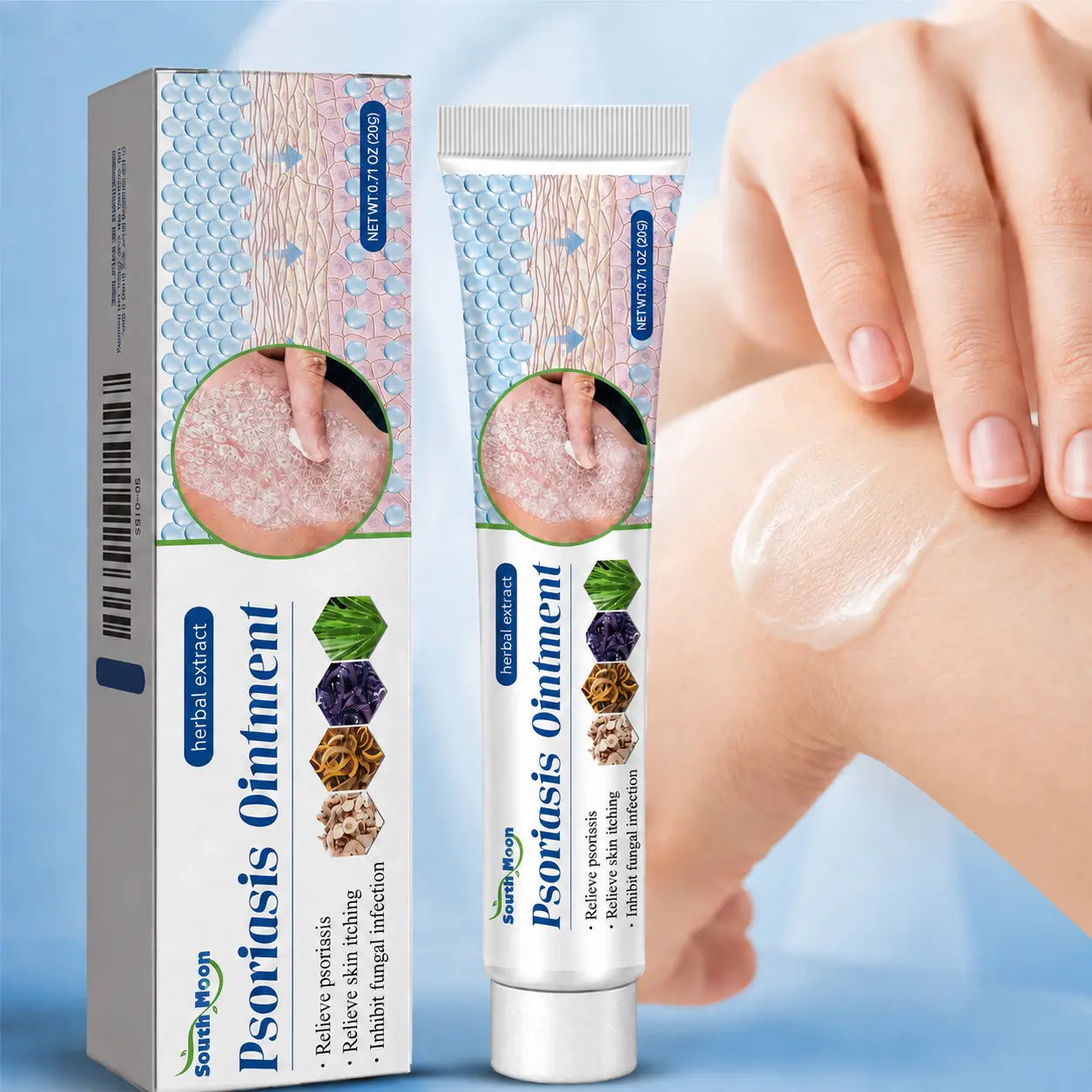 Unisex Adult Herbal Skin Comfort Cream, 20g Lightweight Non-Greasy Moisturizing Balm with Botanical Extracts, Travel-Size, for External Daily Care of Dry, Rough, Itchy Skin on Hands, ft, Elbows & Body Psoriasis Eczema Cream