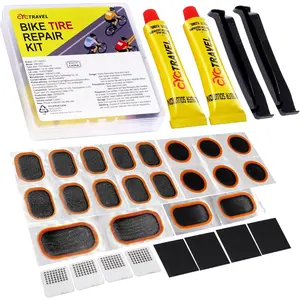 Bike Tire Repair Kit, Bicycle Inner Tube Puncture Patch Kits with 20 PCS Vulcanizing Patches, User Manual, Metal Rasp and Tire Lever, Bike Patch Kit for Mountain and Road Bike.Quesear
