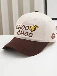 Korean Style Soft Cute Letter Choo Choo Baseball Hat, Patchwork Soft Crown, Slimming Duck Bill Cap, All Seasons Versatile