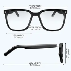 Smart Glasses-Clear Anti Blue Light Bluetooth Glasses + Magnetic Clip-On Sunglasses,UV400 Protection, Hands-Free Calls& Audio, for Indoor/Outdoor