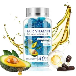 Conditioning Serum Capsules - Hair Serum Enriched with Avocado Oil, Argan Oil and Vitamins A C E and Pro B5, Leave-in, Moisturizing, Leaves Hair Smooth and Shiny, Suitable for Frizzy and Damaged Hair, Hair Oil for Both Men and Women, Hair Elixir