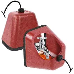 2 Pack Foam Outdoor Faucet Covers for Winter, Heavy Duty Insulated Spigot Covers, Reusable Hose Bib Freeze Protection Covers (Red)
